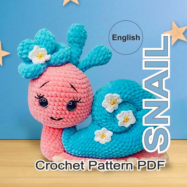 Snail Crochet Pattern, Cute Snail Digital Pattern, Snail Amigurumi PDF