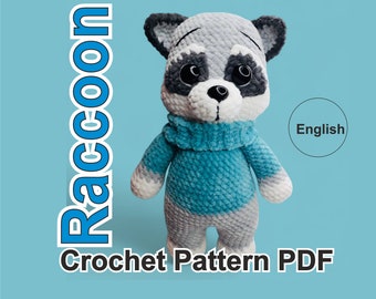 Raccoon Crochet Pattern, Raccoon Digital Pattern, Raccoon Amigurumi PDF