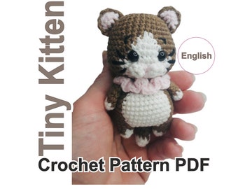 Kitten Amigurumi Crochet Pattern, Tiny Crochet Toy (PDF)