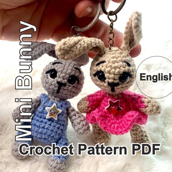 Keychain Mini Bunny Crochet Pattern, Bunny Amigurumi Keychain
