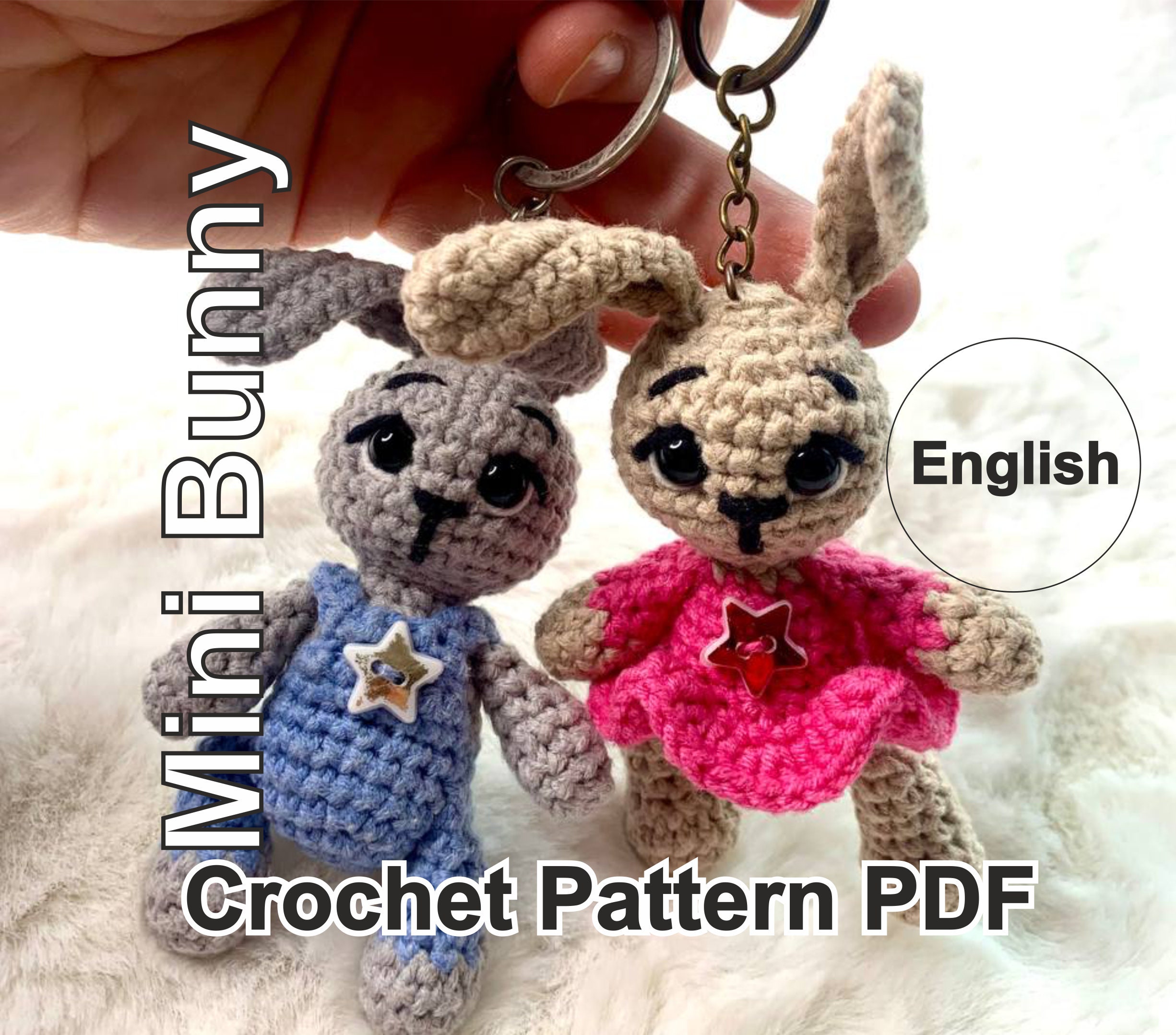 Mini Rabbit Crochet Pattern Mini Bunny Crochet Pattern, Amigurumi Keychain (PDF Pattern) - Etsy