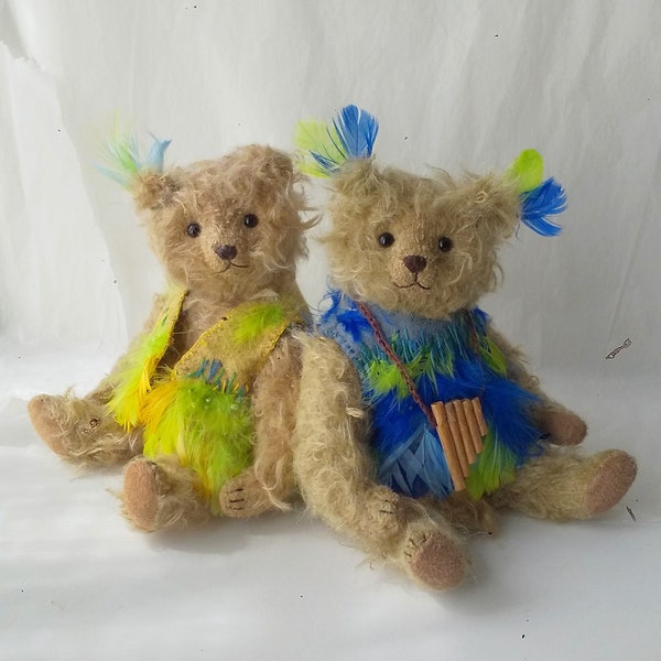 17cm mohair teddy bears papageno and papagena bear couple