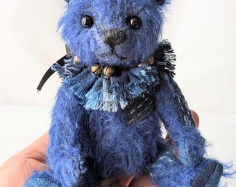 14 cm grote mohair teddybeer Lazuli
