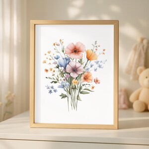 Boho Bunch Of Flowers, Floral Boho Decor Wall Art Nursery Printable