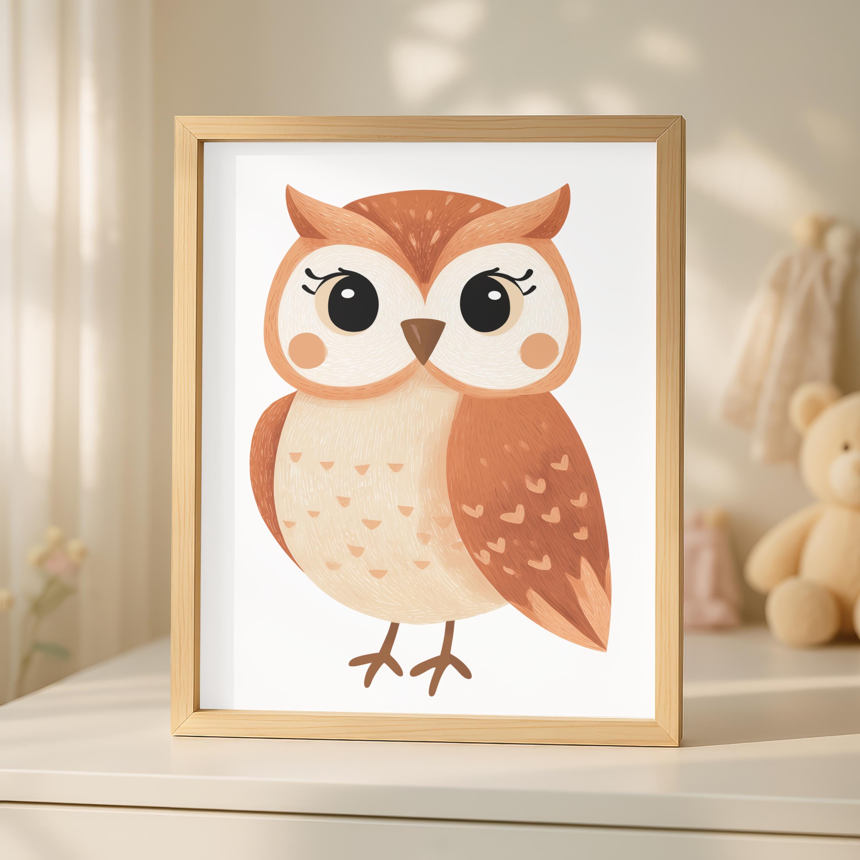 Cute Owl Boho Printable Wall Art Kids Room Nursery Playroom Wall Art Night Time Sleep