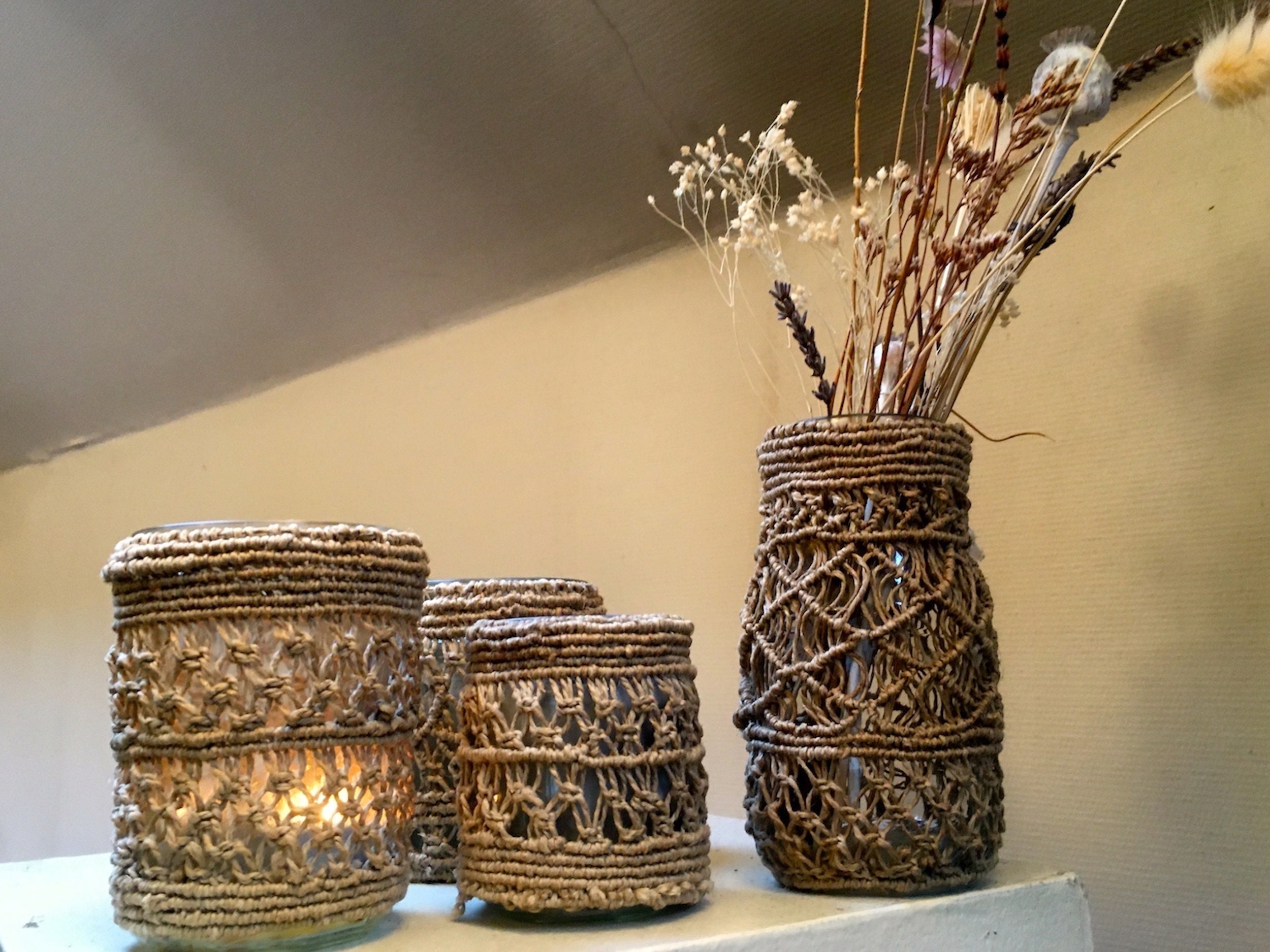 Photophores Macramé Lin