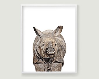 Rhino print African wildlife photography jungle nursery wall art. Printable wall art. Downloadable prints for Safari nursery decor.