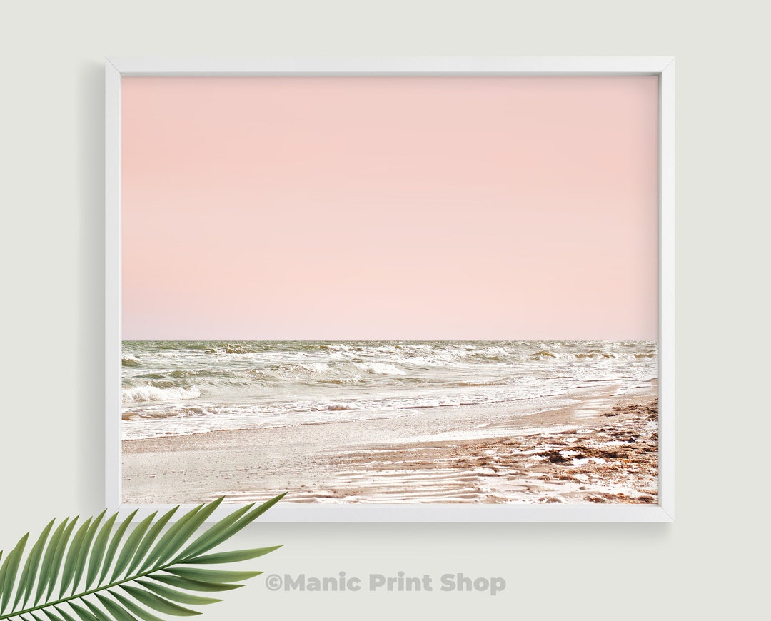 Printable Blush Pink Wall Art Beach Print Download. Instant Affordable
