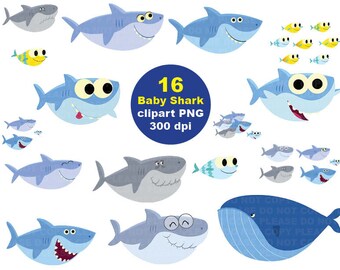 baby shark clipart etsy