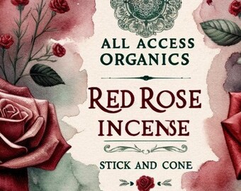 Red Rose Incense 40 or 80 Sticks | Handmade Incense Sticks | Incense Burners | Meditation | Wicca | Pagan Cone Incense | Aromatherapy