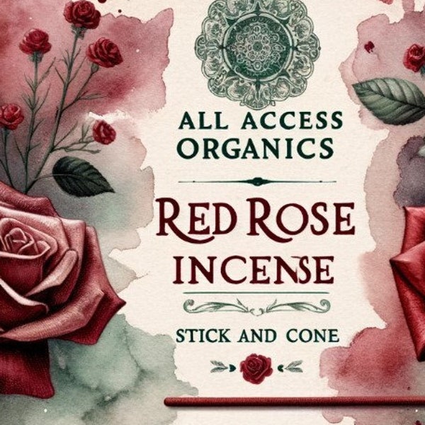Red Rose Incense 40 or 80 Sticks | Handmade Incense Sticks | Incense Burners | Meditation | Wicca | Pagan Cone Incense | Aromatherapy