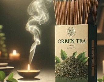 Green Tea Incense 40 or 80 Sticks | Handmade Incense Sticks | Incense Burners | Meditation | Wicca | Herbal Incense