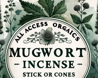 Mugwort Incense 40 or 80 Sticks | Handmade Incense Sticks | Incense Burners | Meditation | Wicca | Pagan Cone Incense | Aromatherapy |