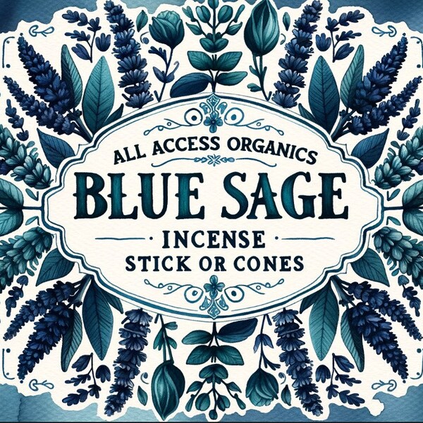 Blue Sage Incense 40 Sticks | Handmade Incense Sticks | Incense Burners | Meditation | Wicca | Pagan Cone Incense | Aromatherapy | Herbal