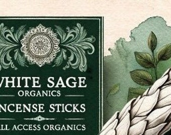 White Sage Stick Incense | Smudge | Handmade Incense Sticks | White Sage | Meditation | Wicca | Pagan Cone Incense | Herbal Aromatherapy