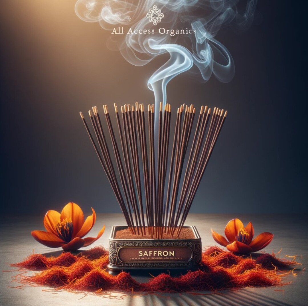 Saffron Incense 40 or 80 Sticks, Handmade Incense Sticks Natural