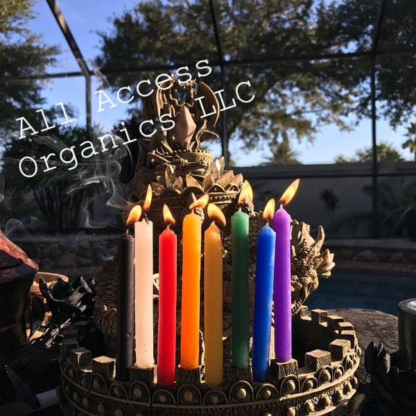 Handcrafted Spell Candles - Set of 8 | Ritual & Altar Tools for Wicca, Pagan Practices | Assorted Colors | Intention Candles | Chime Candles