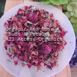 Red Rose Buds & Petals | Organic | Dried Herbs | Dried Red Rose Petals | Herbalism | Rose Water | Aromatherapy | Altar Supply | Herbal Teas