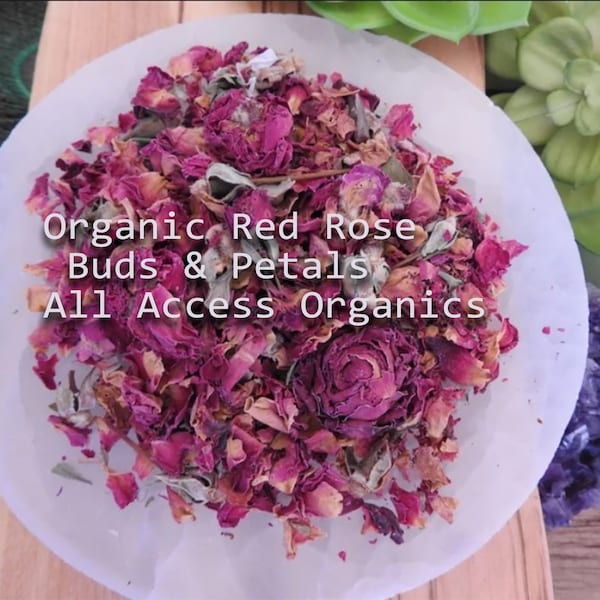 Red Rose Buds & Petals | Organic | Dried Herbs | Dried Red Rose Petals | Herbalism | Rose Water | Aromatherapy | Altar Supply | Herbal Teas