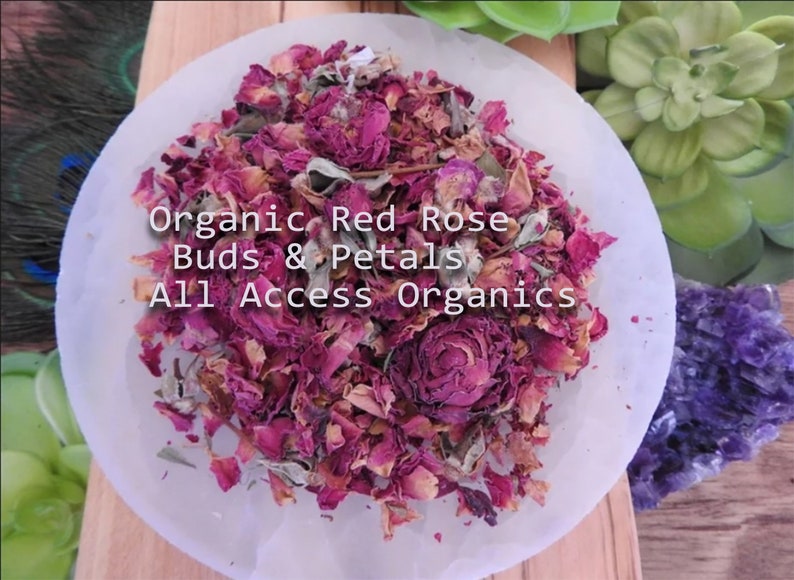 Rose Buds & Petals | Organic | Dried Herbs | Dried Red Rose Petals | Herbalism | Rose Water | Aromatherapy | Altar Supplies | Herbal Teas 