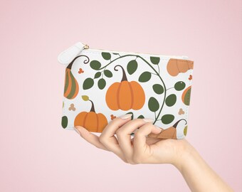 Pumpkin Patch Pattern on White Background | Mini Clutch Bag