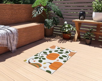 Pumpkin Patch Pattern on White Background | Outdoor Rug