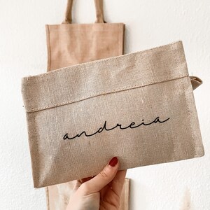 jute | Cosmetic bag | Personalized | Jute bag | Cosmetics | Bag
