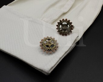 Silver Bronze Gear Tool Movement Cufflinks For Mechanical Construction Wrench