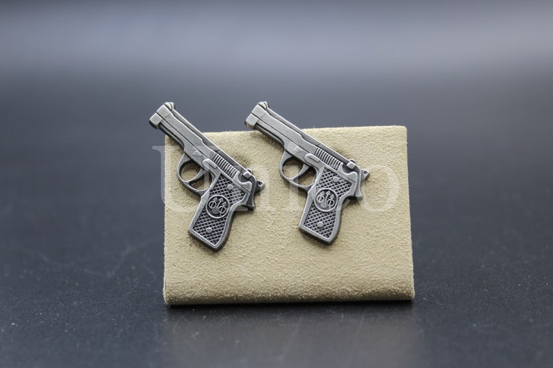 Custom Made Cufflinks Handmade .45 Cal Pistol Hand Gun Bullet Military Policeman