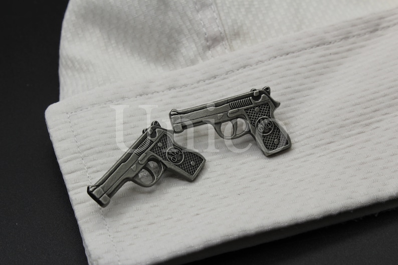 Custom Made Cufflinks Handmade .45 Cal Pistol Hand Gun Bullet Military Policeman