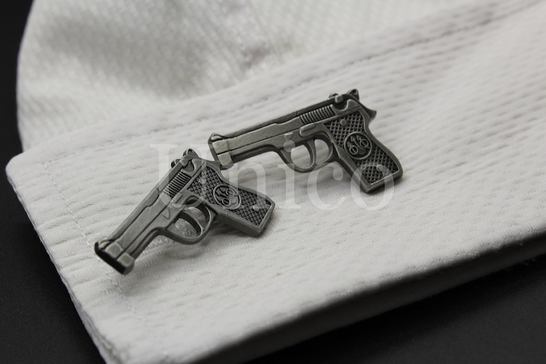 Custom Made Cufflinks Handmade .45 Cal Pistol Hand Gun Bullet Military Policeman