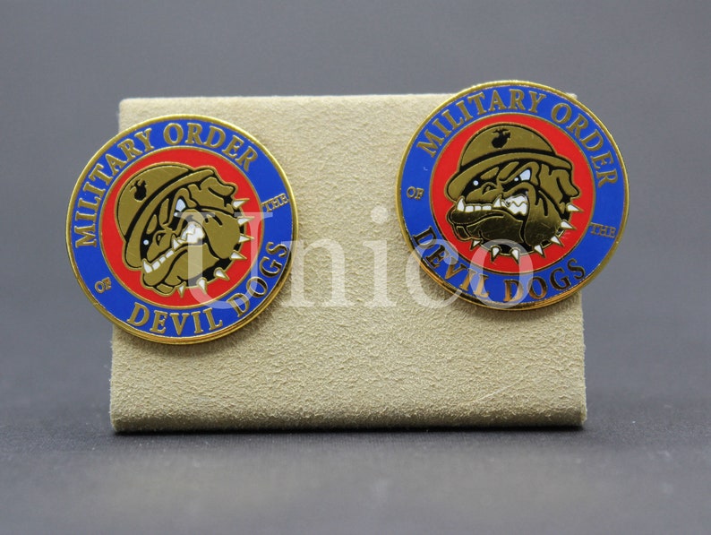 Custom Made Cufflinks Handmade Bulldog Devil Dog Marine USMC Military Order Gold