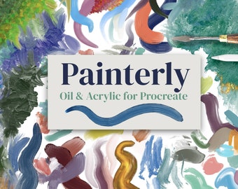 Painterly Oil & Acrylic Brush Bundle for Procreate 5x App on iPad - Dynamic Impasto Thick Paint Strokes in Procreate