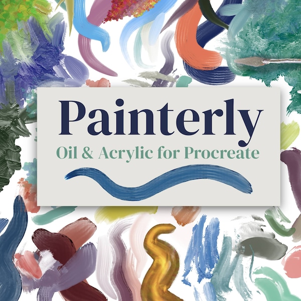 Painterly Oil & Acryl Brush Bundle für Procreate 5x App auf dem iPad - Dynamische Impasto dicke Farbstriche in Procreate