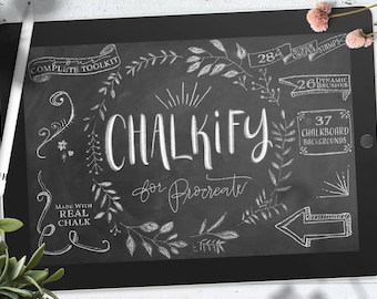 Procreate Chalk / "Chalkify" Procreate Brushes for iPad -/ Chalk Brushes and Stamps / Chalkboard / Lettering / Banners / Buntings / Floral