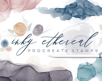 Ethereal Ink Stamp Brush Bundle for Procreate App for iPad - Great for Lettering Projects and Instagram! Alcohol Ink for Procreate