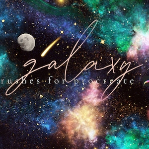 Galaxy Brush and Stamp Bundle for Procreate 5x App on iPad - Dynamic Nebula Stars Space Moon Planet Stardust Brushes