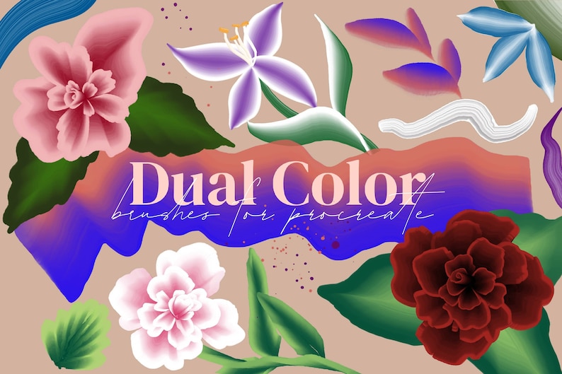 Dual Color Brushes for Procreate - Digital One Stroke Painting for ...