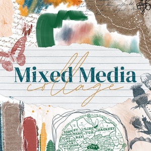 Pacchetto pennelli per collage con supporti misti per l'app Procreate su iPad - Panno di carta per scrapbooking, pastelli a olio e pennelli per punti per l'app Procreate