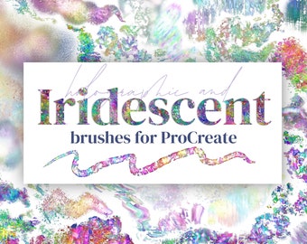 Iridescent & Holographic Brush Bundle for Procreate 5x App on iPad - Colorful Holo Iridescent Brushes for the Procreate App