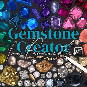 Set di pennelli Gemstone Creator per Procreate / Diamanti / Rocce / Metalli e pennelli per timbri di gioielli