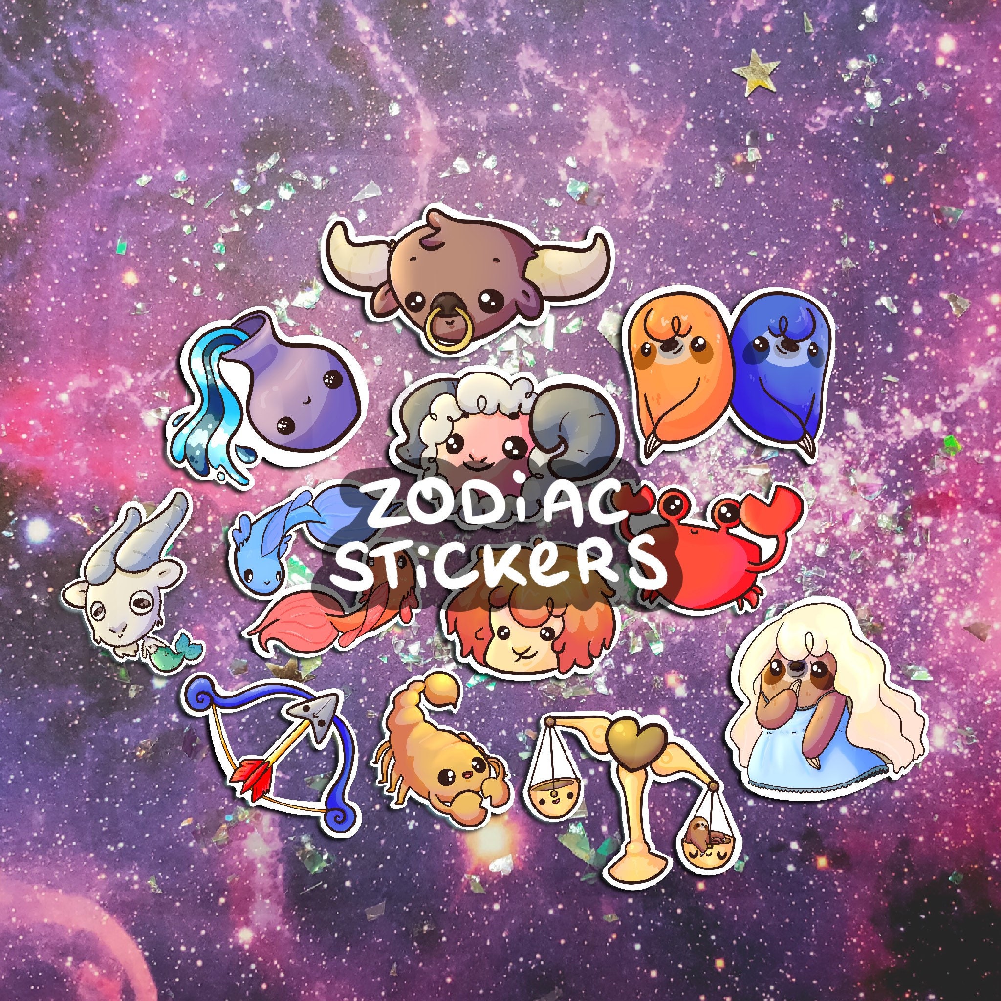 Cute Zodiac Glossy Vinyl Stickers Individual/set of 3 - Etsy UK