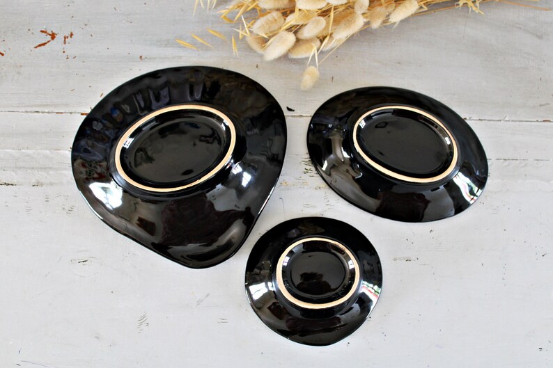 Iridescent Black Ceramic Shell Bowls Iridescent Decoration Etsy