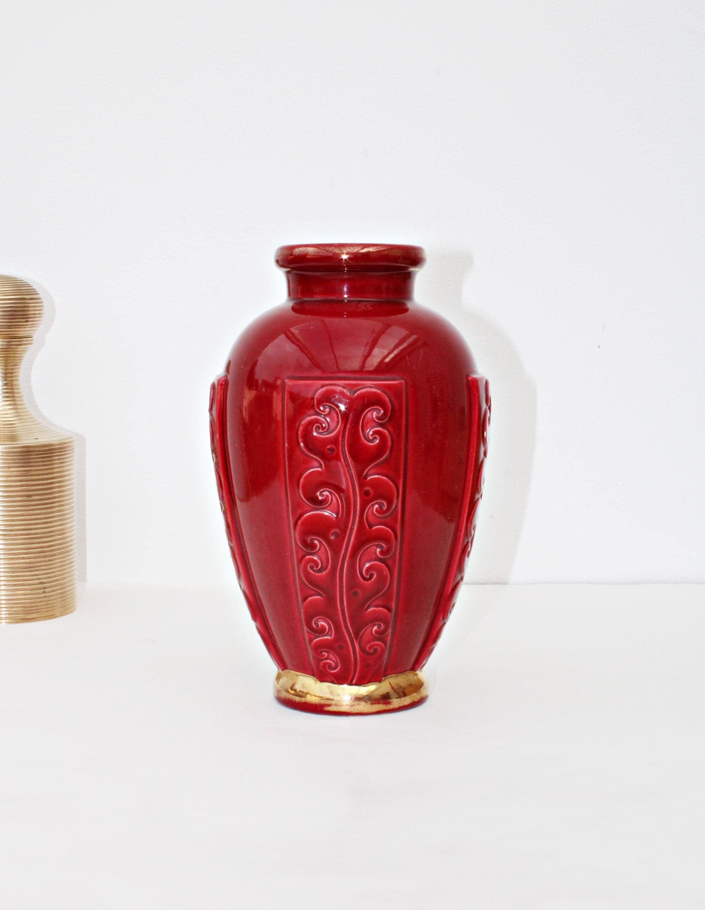 Ceramic vase burgundy vintage - Etsy 日本