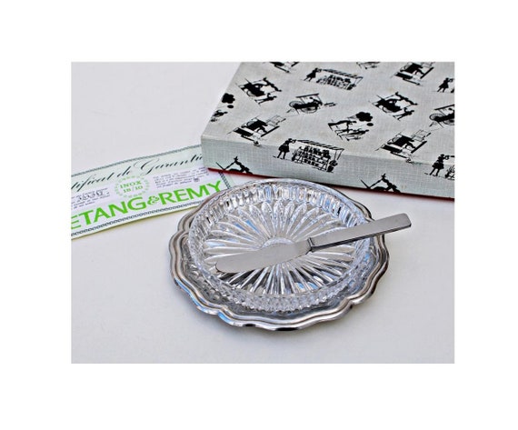 Vintage LETANG REMY PARIS Butter Dish in 18/10 Stainless Steel and