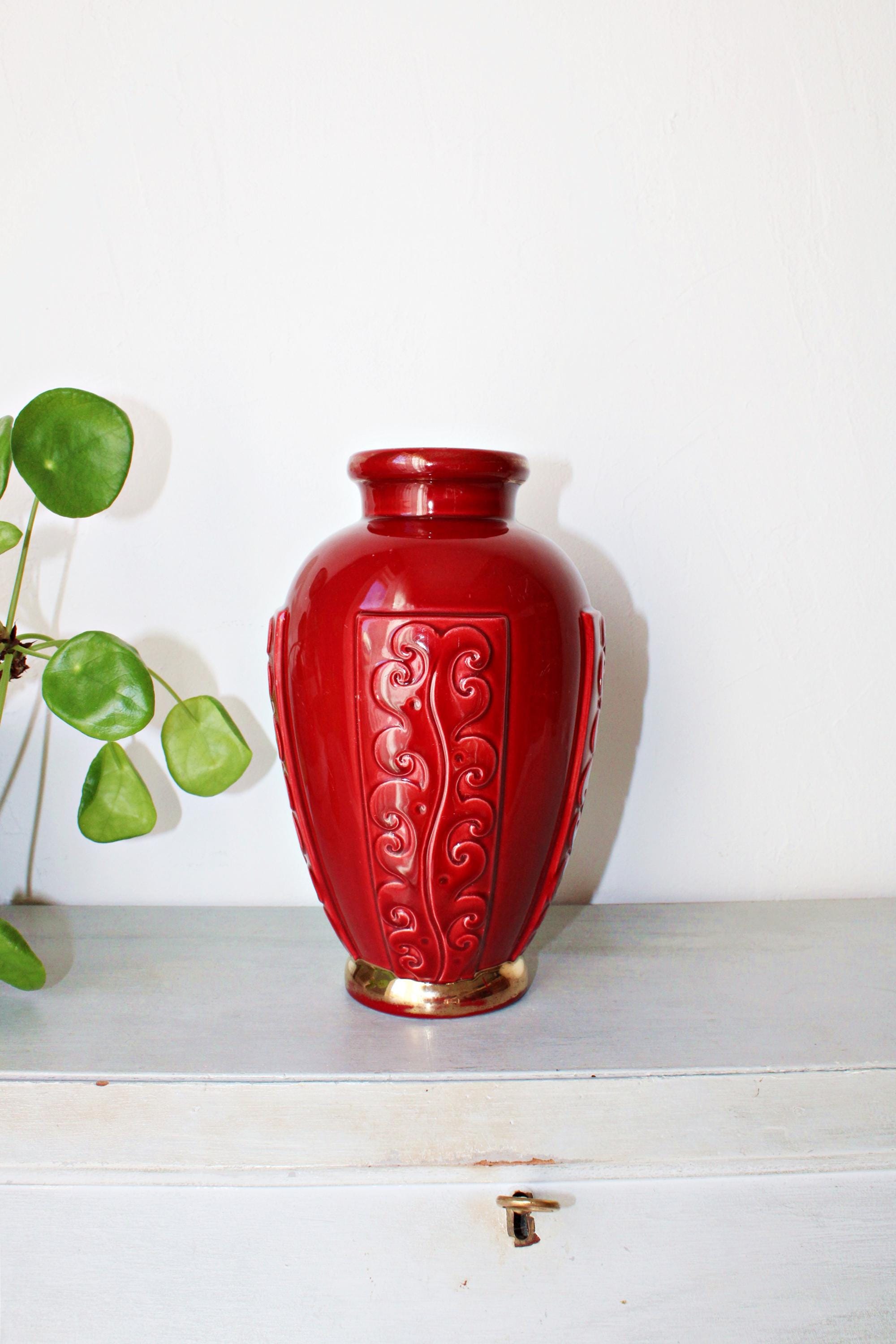 Ceramic vase burgundy vintage - Etsy 日本