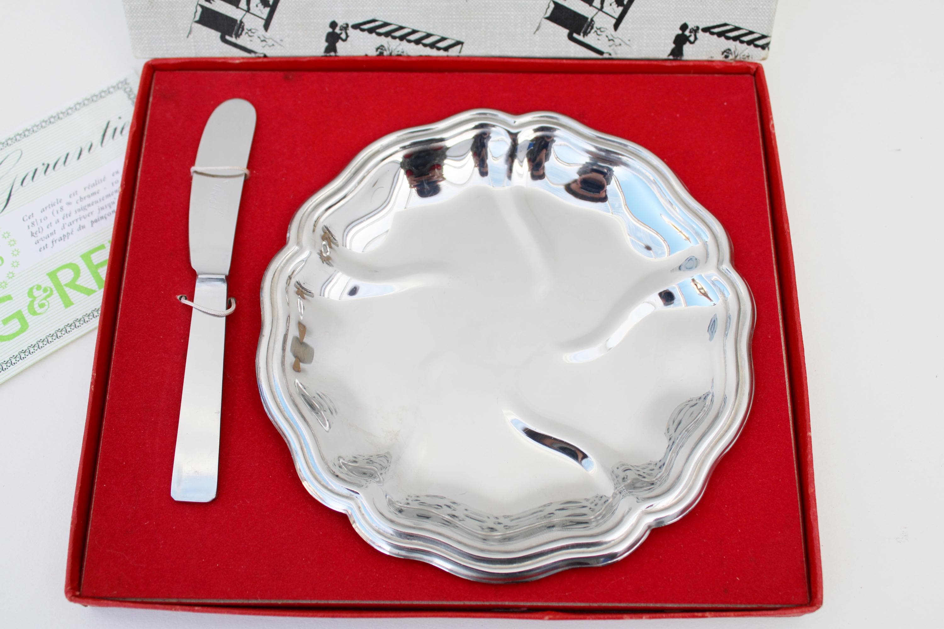 Vintage LETANG REMY PARIS Butter Dish in 18/10 Stainless Steel and