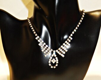 Collier Ras De Cou Art Déco Strass - Bijou Ancien Vintage - Occasion (origine France)
