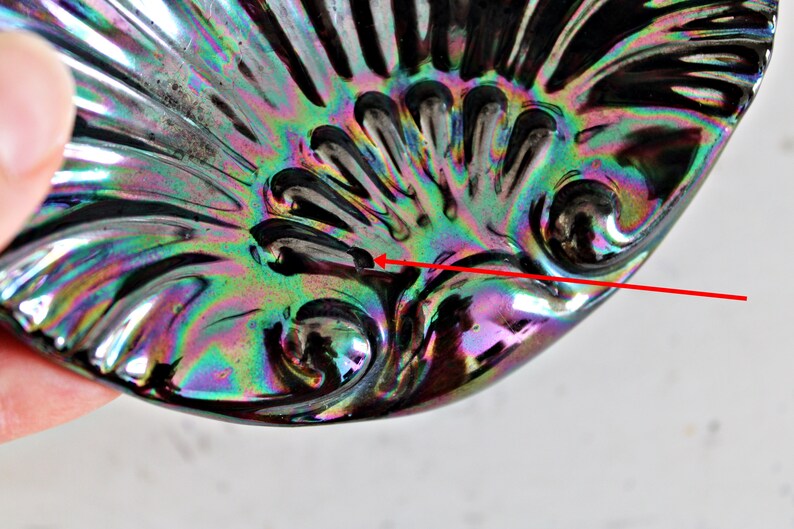 Iridescent Black Ceramic Shell Bowls Iridescent Decoration Etsy