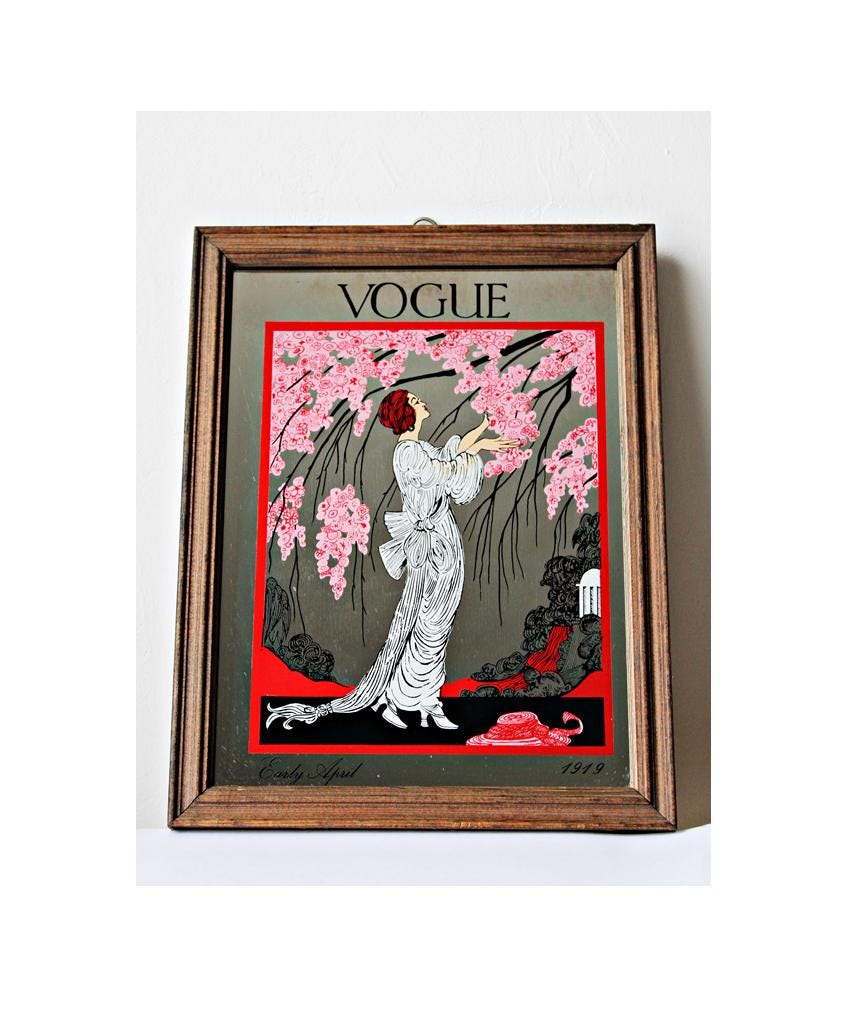 VOGUE Mirror Early April 1919 Helen Dryden: Woman With Cherry